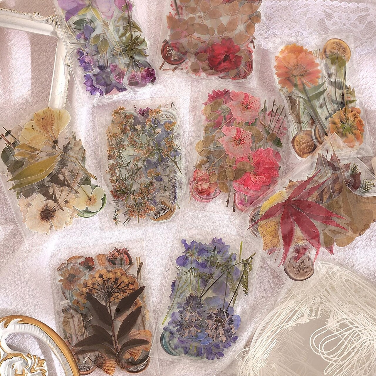 380 Pcs Natural Flower Scrapbook Stickers - Garden 8.7 x 7.5 x 0.1 inches